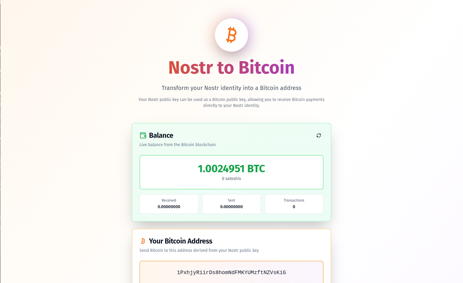 Nostr Bitcoin Wallet screenshot