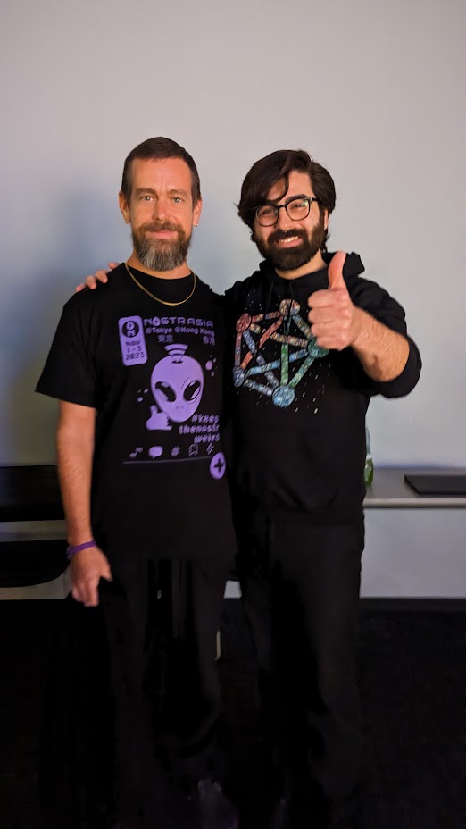 Alex Gleason with Jack Dorsey at Nostr World: Asia 2023