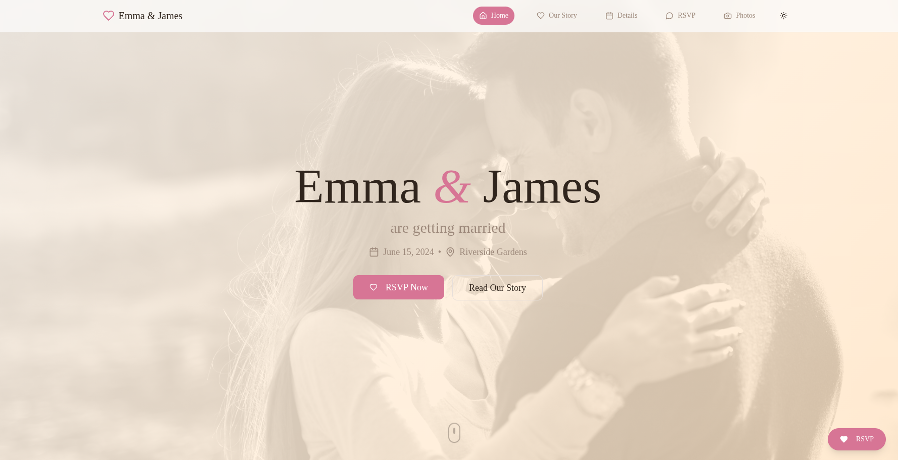 Template: Wedding Site screenshot